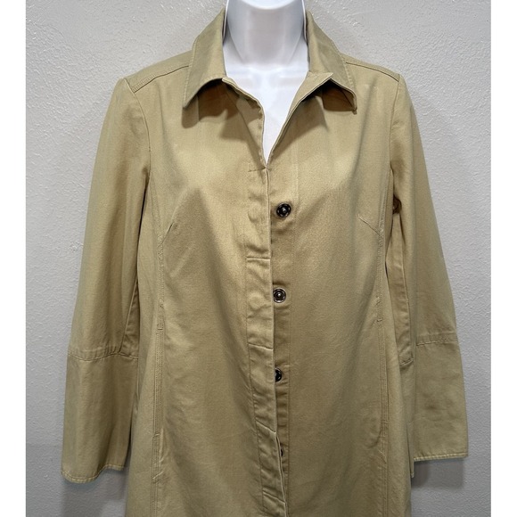 Gap Log Jacket Trench Coat Women's Size XS Khaki Vintage 90's Pockets Button Up - Picture 2 of 11